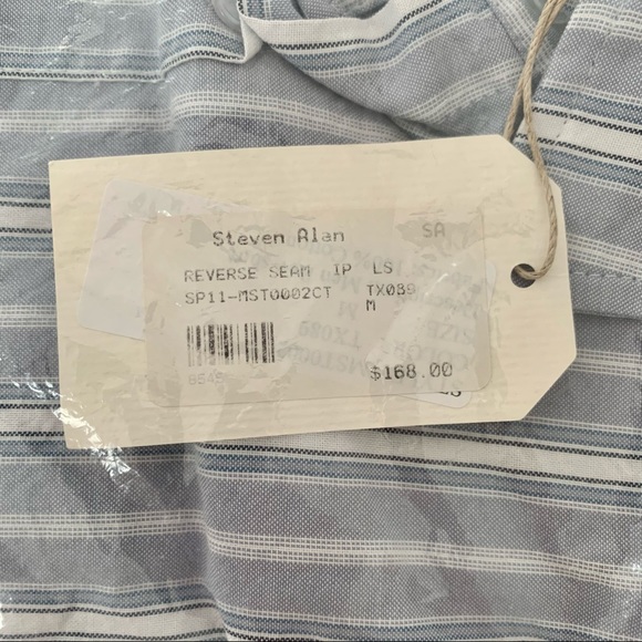Steven Alan Light Blue Stripe Button Down LS Shirt - Picture 3 of 4